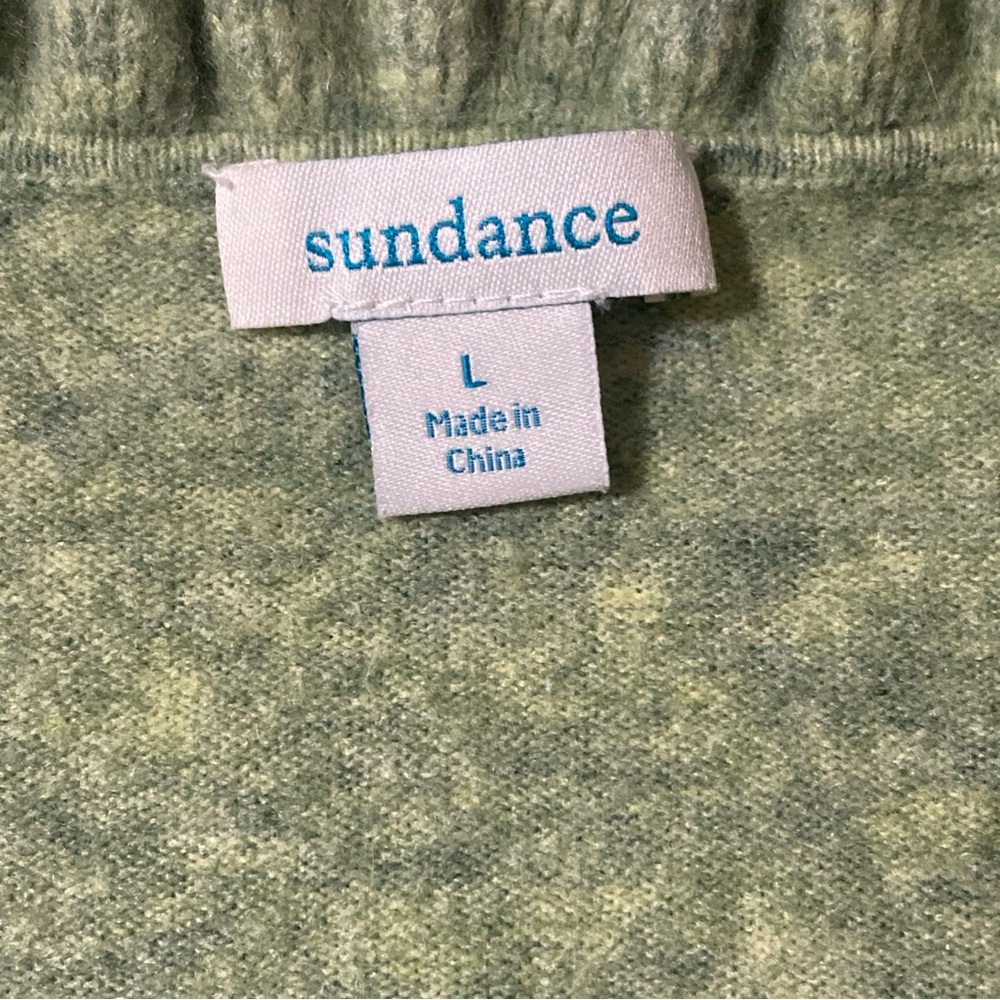 Sundance Soft Green Knit Ruffle neck Sweater women’s large cashmere blend - Picture 3 of 4